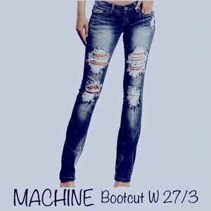MACHINE JEANS - Distressed Boot Cut dark wash Women’s 3/27 like New